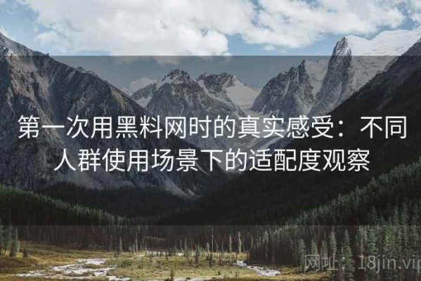 第一次用黑料网时的真实感受：不同人群使用场景下的适配度观察
