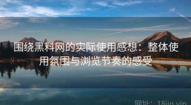 围绕黑料网的实际使用感想：整体使用氛围与浏览节奏的感受