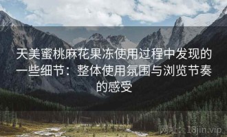 天美蜜桃麻花果冻使用过程中发现的一些细节：整体使用氛围与浏览节奏的感受