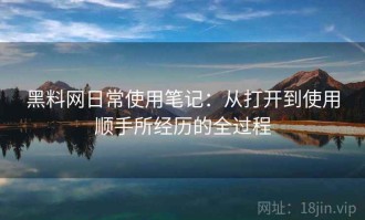 黑料网日常使用笔记：从打开到使用顺手所经历的全过程