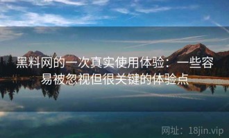 黑料网的一次真实使用体验：一些容易被忽视但很关键的体验点