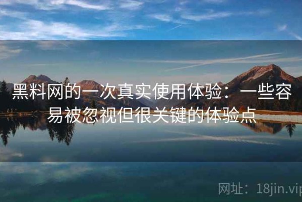 黑料网的一次真实使用体验：一些容易被忽视但很关键的体验点