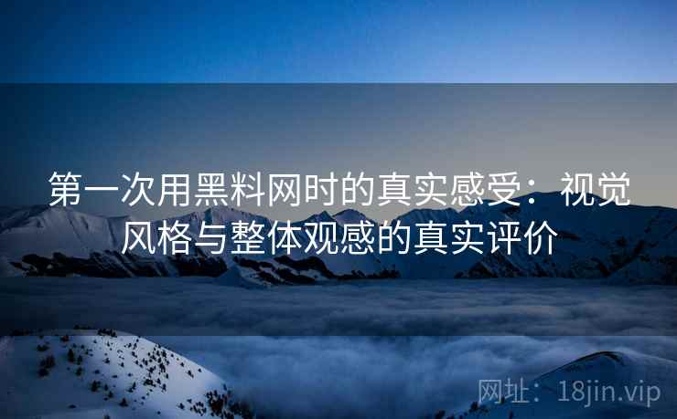 第一次用黑料网时的真实感受:视觉风格与整体观感的真实评价 第一次用黑料网时的真实感受:视觉风格与整体观感的真实评价
